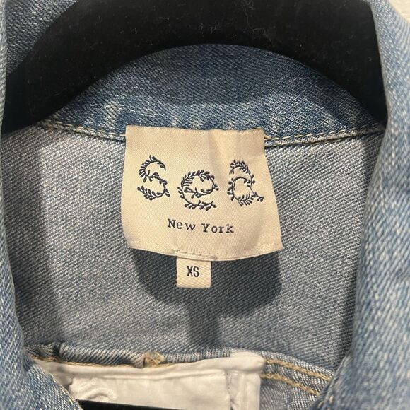 Sea New York Eyelet Trim Lace Up Combo Denim Jacket Size Xs STAINED! - Picture 2 of 9